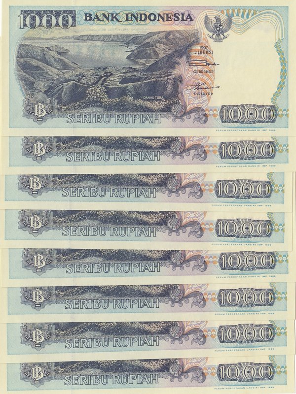 Indonesia, 1000 Rupiah, 1992, UNC, p129, (Total 8 consecutive banknotes)
serial...