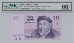 Israel, 10 Lirot, 1973, UNC, p39a
PMG 66, serial number: 2537333217, M. Montefiore portrait
Estimate: $ 50-100