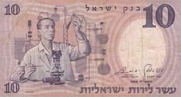 Israel, 10 Lira, 1958, VF, KM:32
serial number: 600493/6, Figure of Man Doing Experiment
Estimate: $ 10-20
