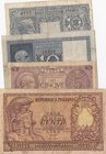 İtaly, 5 Lire, 10 Lire (2) and 100 Lire, 1935/1944/1951, FINE / VF, p25/p31/p32/p92, (Total 4 banknotes)
Estimate: $ 10-20