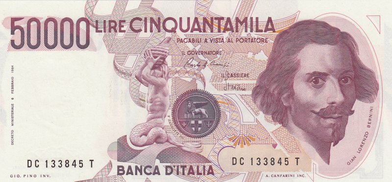 Italy, 50.000 lire, 1992, UNC, p116a
serial number: DC 133845T, sign: Ciampi/Sp...