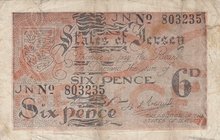 Jersey, 6 Pence, 1941-42, VF (-), p1
serial number: 803235
Estimate: $ 100-200