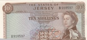 Jersey, 10 Shillings, 1963, UNC, p7
Queen Elizabeth II Bankonte, serial number: B 918597
Estimate: $ 50-100