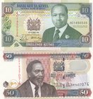 Kenya, 10 Shillings and 50 Shillings, 1989 / 2010, UNC, p24a / p47e, (Total 2 banknotes)
serial numbers: AC 14505335 and EP 7037074
Estimate: $ 5-10