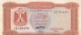 Libya, 1/4 Dinar, 1972, XF, p33b
serial number: E/16 160470
Estimate: $ 20-40