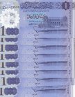 Libya, 1 Dinar, 2019, UNC, pNew, (Total 8 consecutive banknotes)
serial numbers: 2 1/5 6929509, polymer
Estimate: $ 15-30