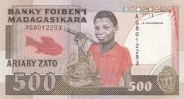 Madagascar, 500 Francs ( 100 Ariary), 1988-93, UNC, p71b
serial number: AG8012283, Signature 3, Portrait of Child with Fish
Estimate: $ 5-10