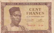 Mali, 100 Francs, 1960, FINE, p2
serial number: 366610 D28, Portrait of Modibo Keita
Estimate: $ 20-40