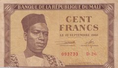 Mali, 100 Francs, 1960, VF, p2
serial number: 093733 D 26, Portrait of Modibo Keita
Estimate: $ 60-80