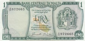 Malta, 1 Lira, 1967, UNC, p31a
serial number: A/25 872665, Arms and War Memorial
Estimate: $ 40-60