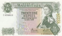 Mauritius, 25 Rupees, 1967, UNC, p32b
serial number: A/2 978813, Signature 4 (Mr.G. Bunwaree and Sir I. Ramphul), Portrait of Queen Elizabeth II
Est...