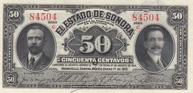 Mexico, 50 Centavos, 1915, UNC, P-S1070
serial number: C 84504, Portrait of 2 Men, (SONORA)
Estimate: $ 10-20