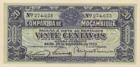 Mozambique, 20 Centavos, 1933, UNC, pR29, CANCELLED
serial number: 274.035
Estimate: $ 5-10