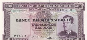 Mozambique, 500 Escudos, 1967, UNC, p110
serial number: 10457011
Estimate: $ 50-100