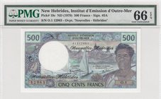 New Hebrides, 500 Francs, 1979, UNC, p19c
PMG 66 EPQ, serial number: O.1 12963
Estimate: $ 50-100