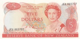 New Zealand, 5 Dollars, 1985, UNC (-), p171b
serial number: JEX 865707, sign: Russell,Queen Elizabeth II portrait
Estimate: $ 25-50