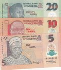 Nigeria, 5 Naira, 10 Naira and 20 Naira, 2012 / 2017, UNC, p38/ p39/ p34, (Total 3 banknotes)
serial numbers: AB 4183453, DM 6978247 and AS 3363625, ...