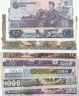 North Korea, 5 Won (2), 50 Won (3), 200 Won, 1000 Won and 5000 Won (2), 1978/2006, UNC, (Total 9 banknotes)
Estimate: $ 15-30