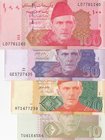 Pakistan, 10 Rupees, 20 Rupees, 50 Rupees and 100 Rupees, 2012/2016, UNC, (Total 4 banknotes)
Muhammad Ali Jinnah portrait at right.
Estimate: $ 10-...