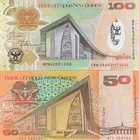 Papua New Guinea, 50 Kina and 100 Kina, 1989 / 2008, UNC, p11 / p37, (Total 2 banknotes)
serial number: HTY 080104 / BPNG 2601260, 100 Kina Commemora...