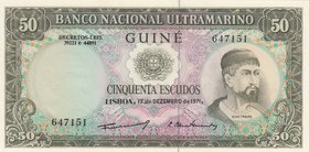 Portoguese Guinea, 50 Escudos, 1971, UNC, p44a
serial number: 647151, Portrait of N.Tristao
Estimate: $ 50-150