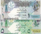 Qatar, 1 Riyal and 5 Riyals, 2003, UNC, p20/p21, (Total 2 banknotes)
Estimate: $ 10-20