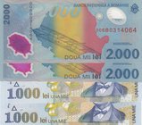 Romania, 1000 Lei and 2000 Lei, 1998/ 1999, UNC, p106/ p111a, (Total 5 Banknotes)
serial numbers: 013B1143359, 013C1949596, 006B0314064 and 008A03663...