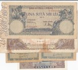 Romania, 5 Pieces Mixing Condition Banknotes
100000 Lei, 1946, VF/ 10000 Lei,1946, FINE/ 5 Lei, 1966, XF/ 100 Lei, 1945, VF/ 100 Lei, 1945, FINE 
Es...