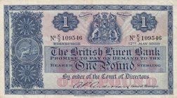Scotland, 1 Pound, 1959, XF (-), p157d
serial number: K/3 109546, The British Linen Bank
Estimate: $ 25-50