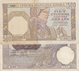 Serbia, 100 Dinara and 500 Dinara, XF (-) / AUNC (-), 1905 / 1941, p12 / p27, (Total 2 banknotes)
Estimate: $ 5-10