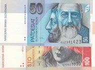 Slovakia, 50 Korun and 100 Korun, 2005/ 2004, UNC, p21e/ p44a, (Total 2 Banknotes)
serial numbers: K02941423 and U79923939
Estimate: $ 5-15