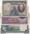Spain, 25 Pesetas, 50 Pesetas and 100 Pesetas, 1925/1928, XF, p69/p74/p75, (Total 3 banknotes)
serial numbers: D3 101104, C4 237062 and E3 185806
Es...