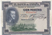 Spain, 100 Pesetas, 1925, AUNC, p69c
serial number: F6,840,705, Portrait of Felipe II
Estimate: $ 20-40