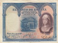 Spain, 500 Pesetas, 1927, VF, p73c
serial number: 1.700.929, Portrait of Isabel la Catolica
Estimate: $ 50-100