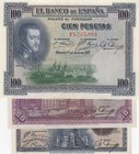 Spain, 25 Pesetas, 50 Pesetas and 100 Pesetas, 1925 / 1928, AUNC, p74 /p75/ p76, (Total 3 banknotes)
serial numbers: E3 493899, B2 106377 and F1 7638...