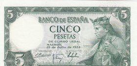 Spain, 5 Pesetas, 1954, UNC, p146a
serial number: I 2225466, Portrait of King Alfonso X
Estimate: $ 30-50