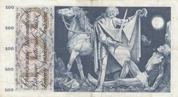 Switzerland, 100 Franken, 1967, VF, p49j
serial number: 56D52094, Signature 44, Portrait of Boy
Estimate: $ 20-40