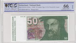 Switzerland, 50 Franken, 1985, UNC, p56f
PCGS 66 OPQ, serial number: 85H0189710
Estimate: $ 100-200