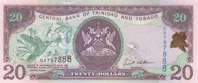 Trinidad and Tobago, 20 Dollars, 2002, UNC, p44b
serial number: GA797888, Signature 8, Eric Williams Financial Complex at port of Spain
Estimate: $ ...