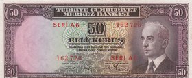 Turkey, 50 Kurush, 1942-1944, UNC, p133
serial number: A6 162726, İsmet İnönü portrait
Estimate: $ 25-50
