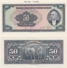 Turkey, 50 Lira, 1947, UNC, p143a, 3/2. Emission, FRONT AND BACK PROOF SPECİMEN, (Total 2 banknotes)
no serial number, İsmet İnönü portrait
Estimate...