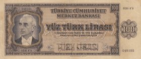 Turkey, 100 Lira, 1942, VF, p144, 3/1. Emission
serial number: A9 049185, natural, a portrait of Turkey's second president İsmet İnönü
Estimate: $ 1...