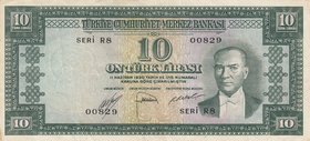 Turkey, 10 Lira, 1953, XF, p157, 5/2. Emission
serial number: R8 00829, natural, a portrait of Turkey's founder Mustafa Kemal Ataturk
Estimate: $ 30...