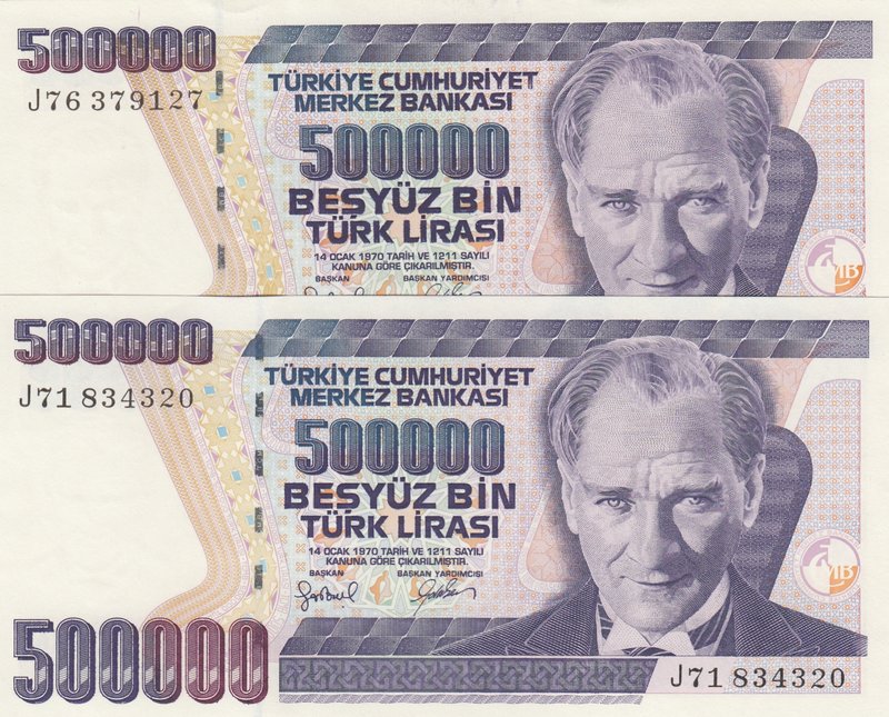 Turkey, 500.000 Lira, 1997, UNC, p212, 7/4. Emission, DIFFERENT WATERMARK, (Tota...