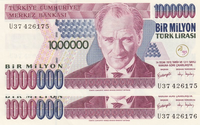 Turkey, 1.000.000 Lira, 2002, UNC, p209c, 7/3. Emission, "U37" Last Prefix, (Tot...