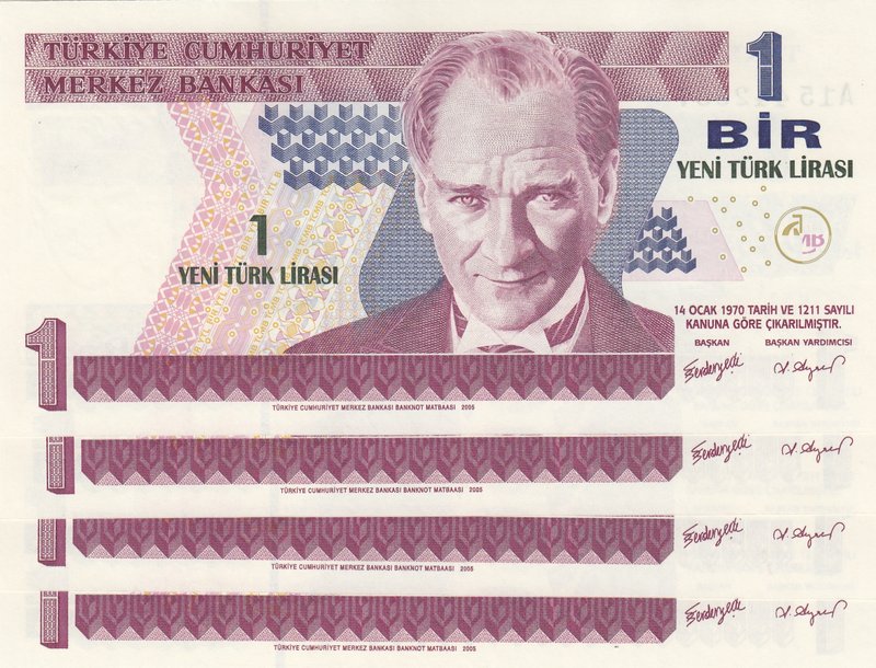 Turkey, 1 New Turkish Lira, 2005, UNC, p216, 8/1. Emission, (Total 4 consecutive...