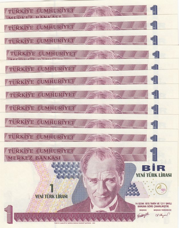 Turkey, 1 New Turkish Lira, 2005, UNC, p216, 8/1. Emission, (Total 11 consecutiv...