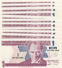 Turkey, 1 New Turkish Lira, 2005, UNC, p216, 8/1. Emission, (Total 11 banknotes)
Prefix numbers: A03, A06, A07, A12, A13, A34, A38, A43, A44, A50 and...