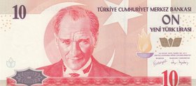 Turkey, 10 New Turkish Lira, 2005, UNC, p218, 8/1. Emission, "A01"
Serial number: A01 535187, a portrait of Turkey's founder Mustafa Kemal Ataturk, "...