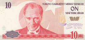 Turkey, 10 New Turkish Lira, 2005, UNC, p218, 8/1. Emission, "A" first prefix.
serial number: A36 627128, a portrait of Turkey's founder Mustafa Kema...